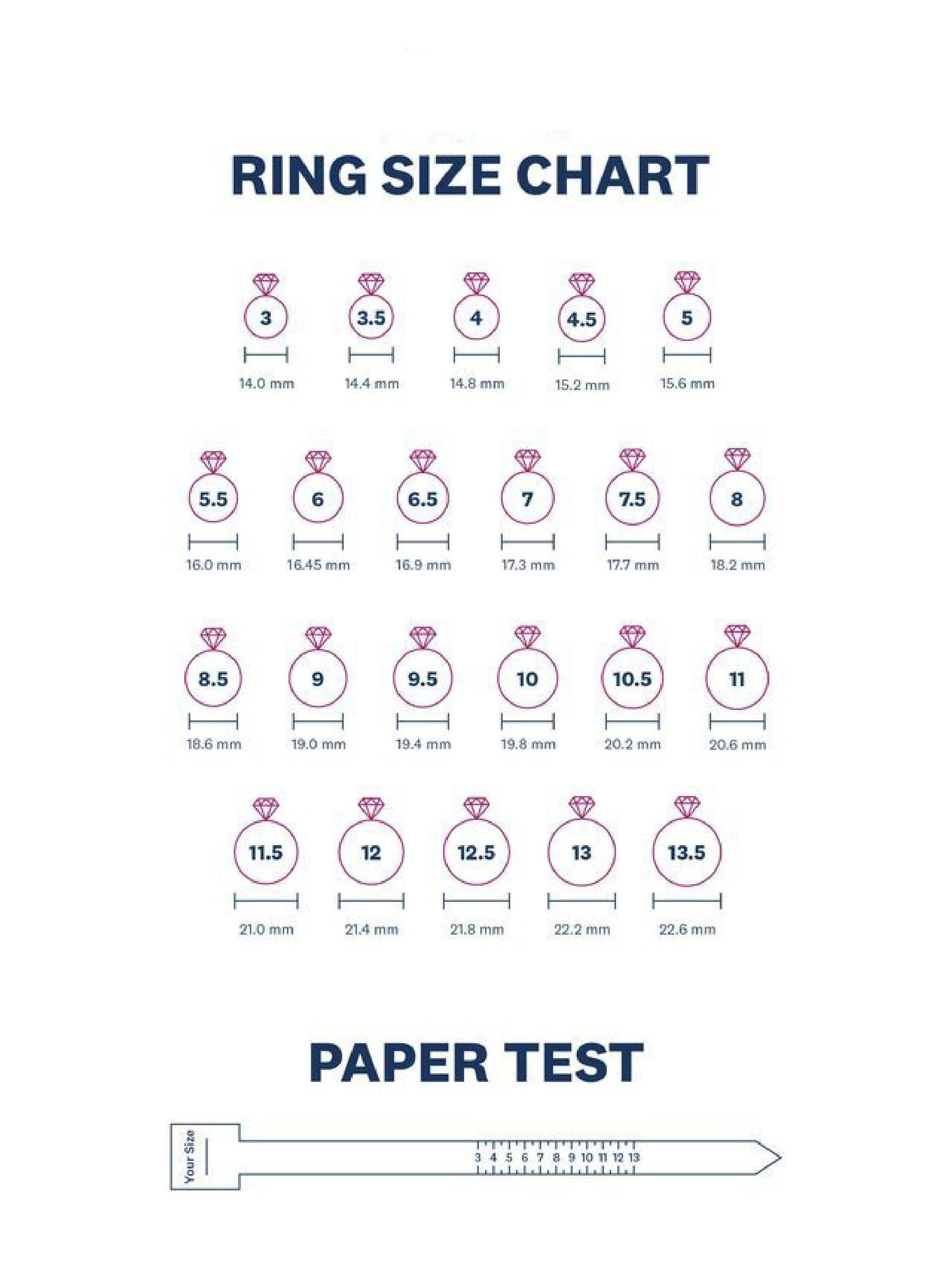 Printable Ring Sizer Ring Size Finder Ring Size Measuring Tool  International Ring Size Chart Measure Ring Size Instant Download 