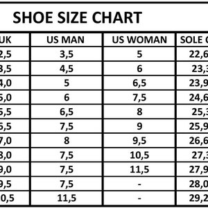 Shoes Sandals Sizes Chartssimple Foot Sizes Charts (Instant Download ...