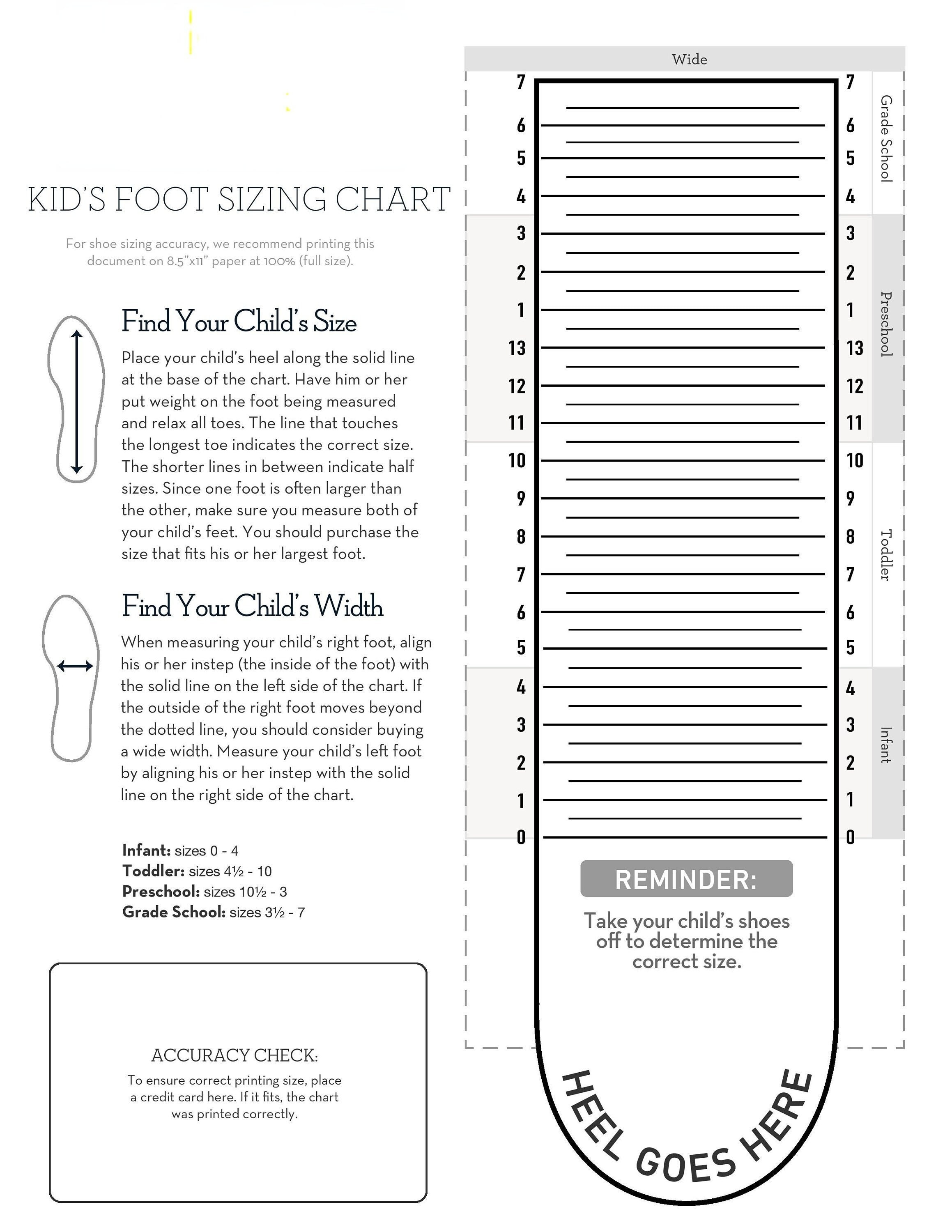 Simple Foot Size Charts Women Men Kids Foot Sizes Charts Shoe Size ...