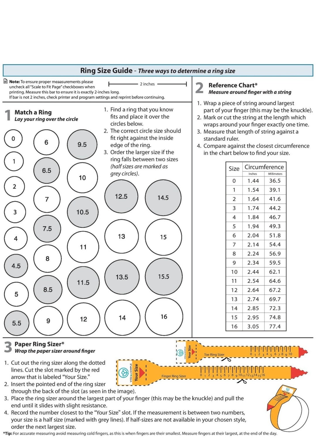 How To Measure Ring Size: Free Ring Size Chart