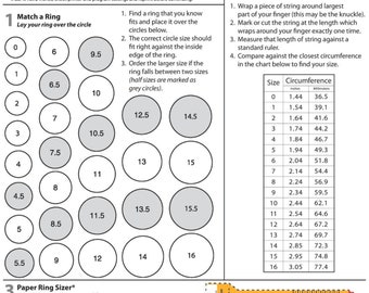 Bague de mesure imprimable | Recherche de taille de bague | Outil de mesure de la taille de la bague | Tableau international des tailles de bagues | Mesurer le calibreur sur les orteils | Téléchargement instantané