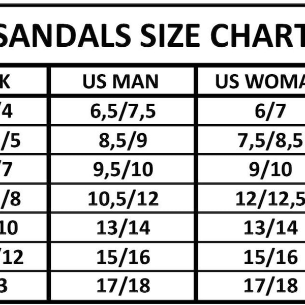 Shoes Sandals Sizes Charts|Simple Foot Sizes Charts |Women Men Kids Sandals Shoes Sizes Charts |Sandals Shoe Size Template |Instant Download