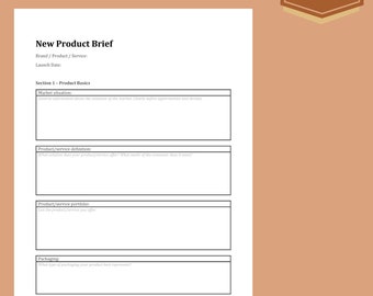 New Product Brief Template: Product Development Planner (Instant Download)