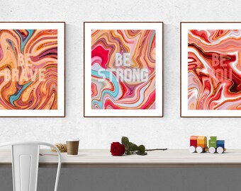 Marble Abstract Art Prints: Inspirational Quote Posters (Digital Download)