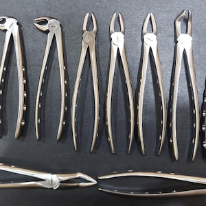 Dental extracting forceps holes pattern handle set of 10