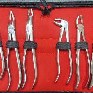 Dental extracting forceps finger pattern handle set of 10