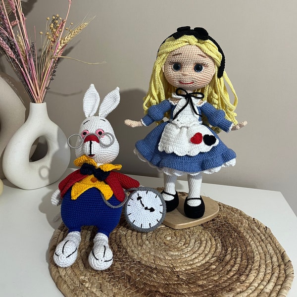 Alice in wonderland and rabbit crochet