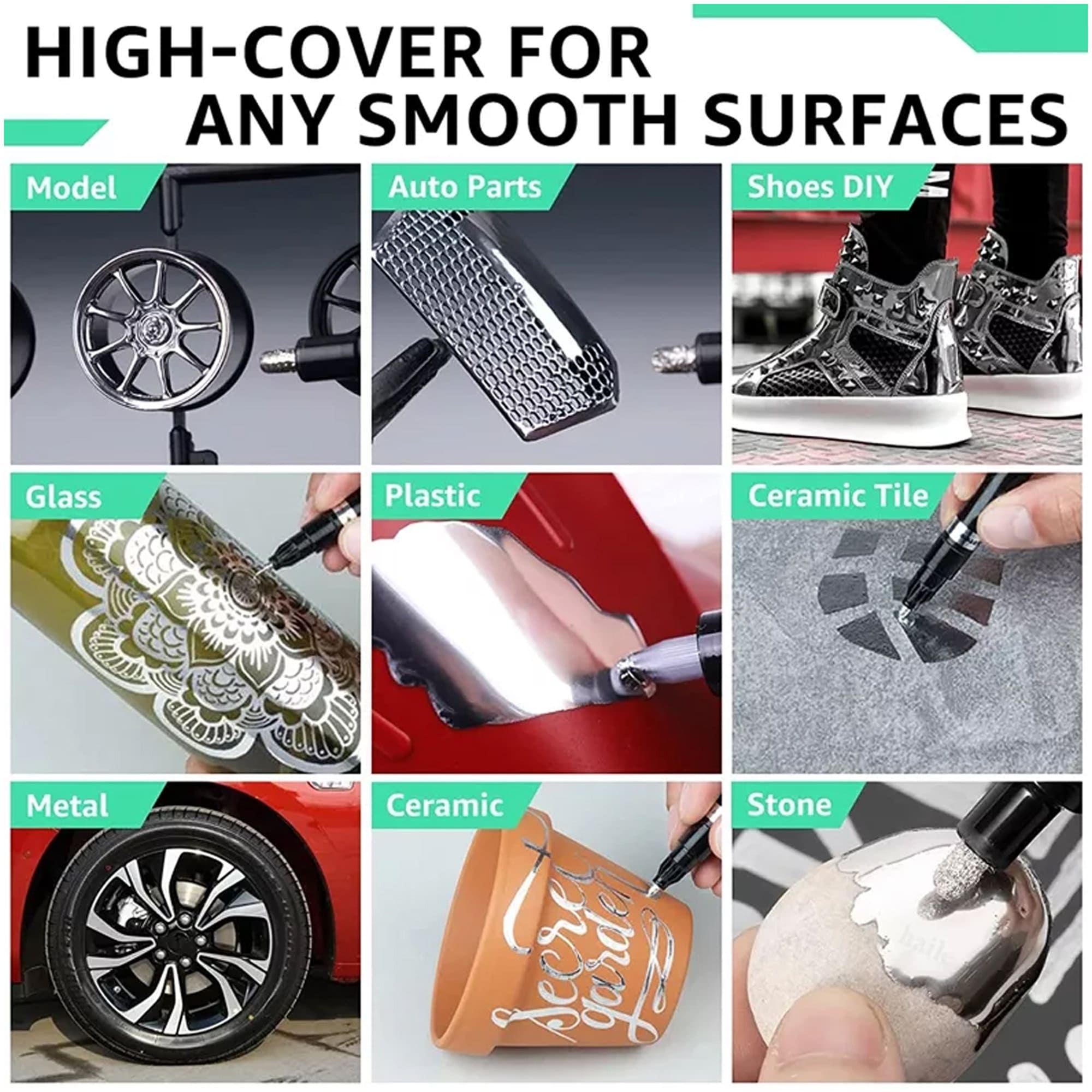 Flysea Chrome Liquid Mirror Finish Paint Pen for Art Craftwork DIY