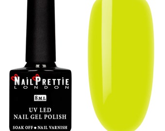 Esmalte de uñas amarillo UV LED Glitter Esmalte de gel de uñas 60 segundos Remojar el barniz de uñas Tenemos 15 colores, no tóxico libre de hema 8ml