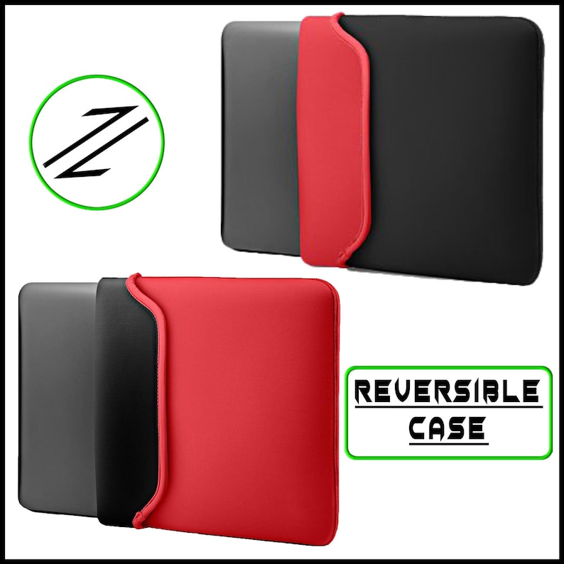 Reversible Neoprene Sleeve Case Bag 14" Inch / 15.6" Inch For Laptop Tablet iPad and Many More Devices
