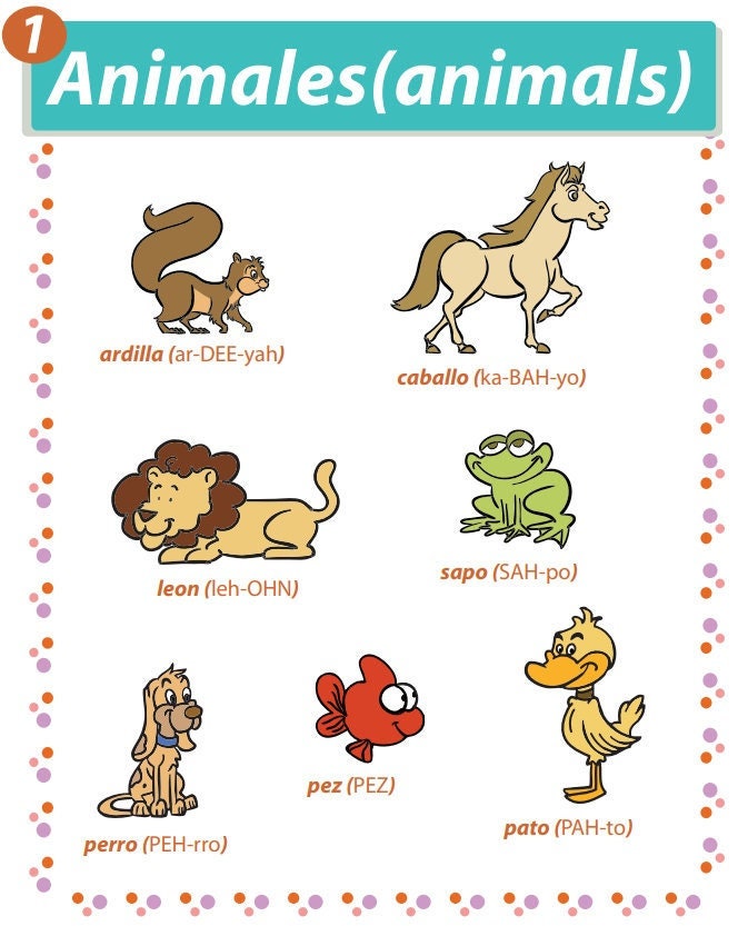 learn spanish animals worksheet kids 13 digital activity etsy