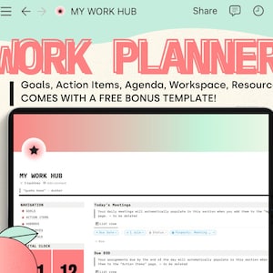 Notion Work Hub // Notion Template // Work Planner
