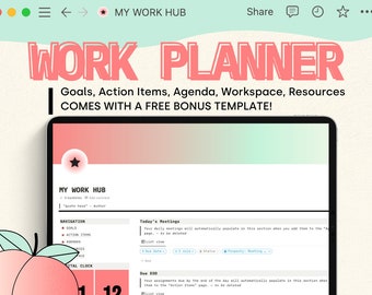 Notion Work Hub // Notion Template // Work Planner