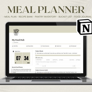 Meal Planner Notion Template // Notion Template // My Food Hub
