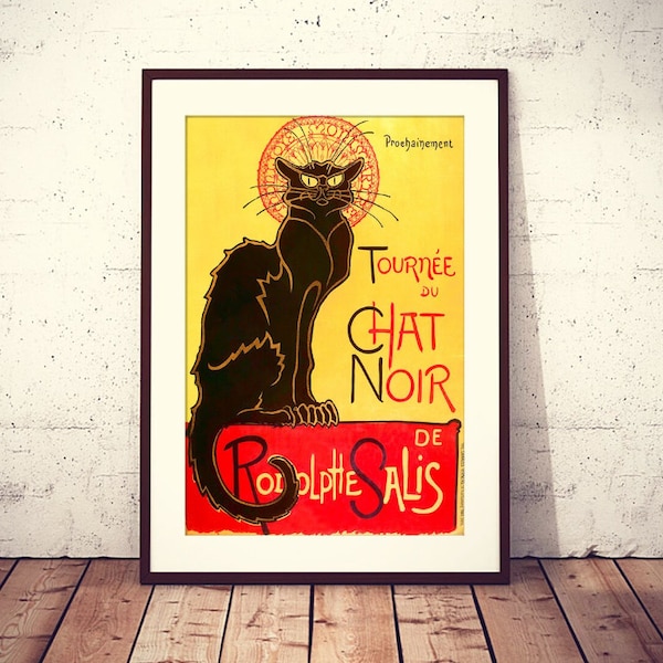 Tournée du Chat Noir (The Black Cat), 1896 cabaret ad poster fully restored/retouched, HQ file ready to DOWNLOAD & PRINT