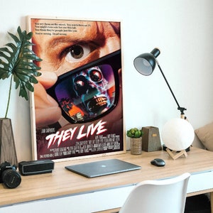They Live, 1988 American science fiction film, digital poster, download & print instantly