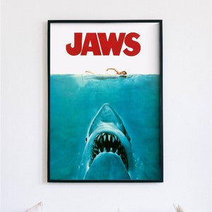 JAWS, 1975 amerikanisches klassisches Horrorplakat, HL-Datei bereit zum Herunterladen und Drucken eines digitalen Plakats