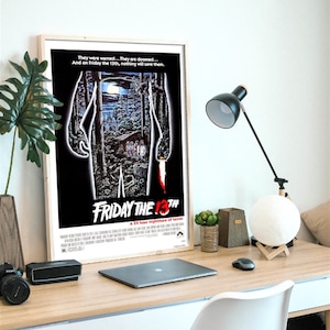 Viernes 13, 1980 Afiche original de la película slasher de terror estadounidense, afiche HQ, archivo digital listo para descargar e imprimir
