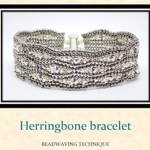 DIY-Tutorial Silver Herringbone Wavy Bracelet Tutorial (PDF Pattern)
