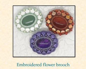 DIY-INSTRUCTIONS Embroidered flower brooch instructions, beadembroidery tutorial, do it your own brooch