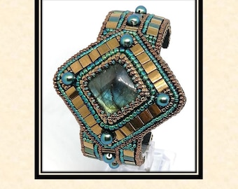 DIY-TUTORIAL Art deco syle cuff tutorial bead embroidery instructions, beading instructions