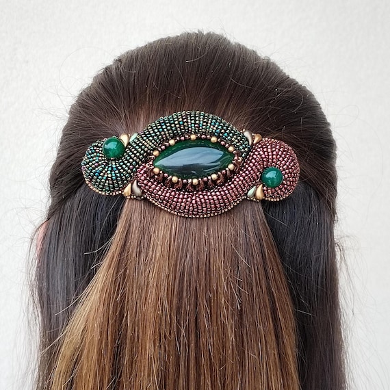 Beaded Hairclip, Unique Embroidered Hair Jewelry, Hair  display picture 2