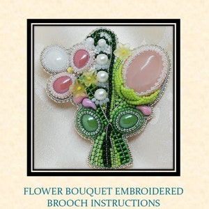 DIY-TUTORIAL Flower brooch beadembroidery instructions, Pdf, beading tutorial, rosequartz
