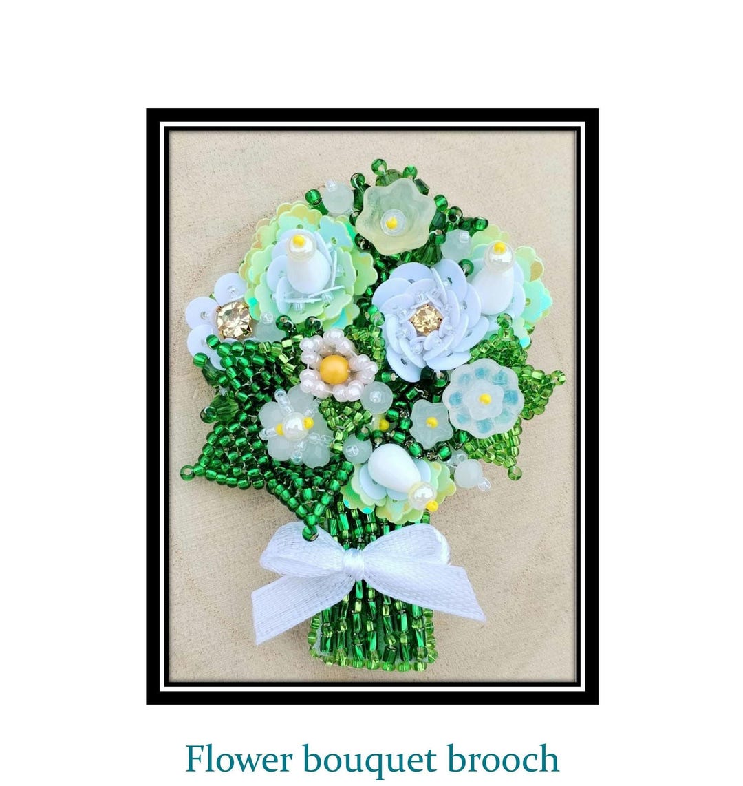 DIY-TUTORIAL Beaded Flower Bouquet Brooch Tutorial, Bead Embroidery ...