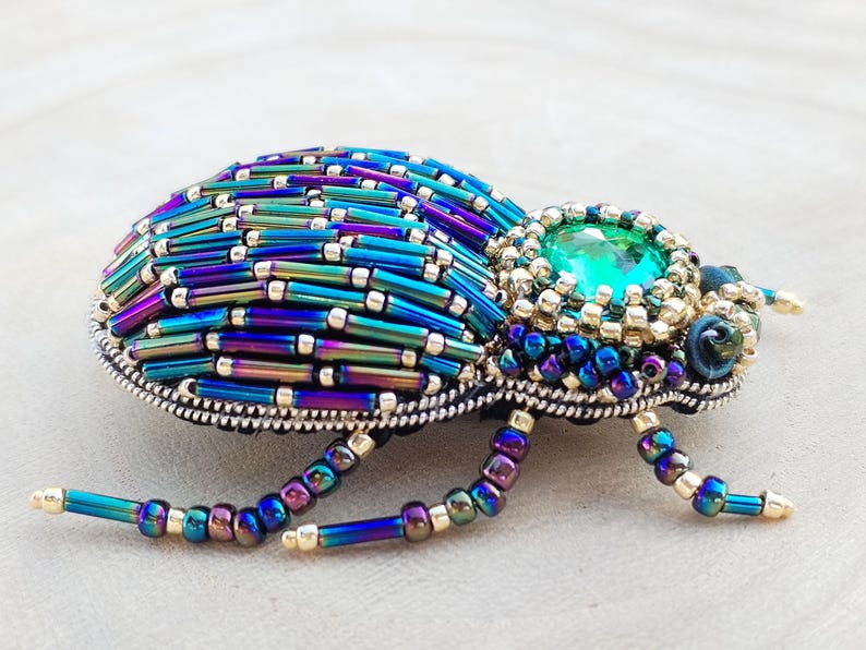 Diy-tutorial Beaded Scarab Beetle Brooch: DIY Pin Instruction (PDF ...