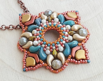 DIY-KIT, Autumn pendant kit, beadwaving kit, beadwaving tools, beadwaving tutorial, handmade jewelry, DIY jewellery