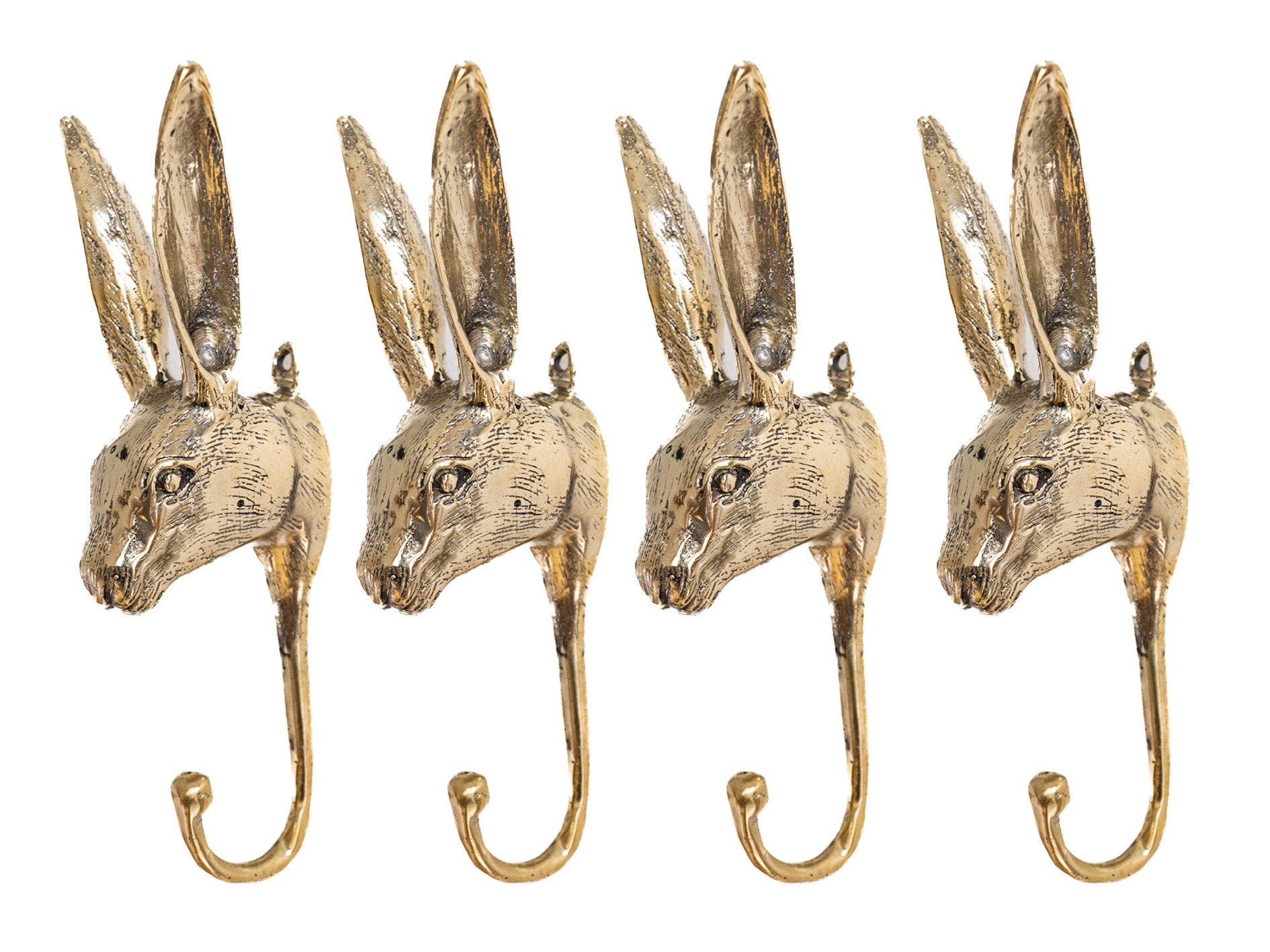 Brass Rabbit Wall Hook, Nursery Decor, Kids Room Accessories (4 Pcs) - Etsy