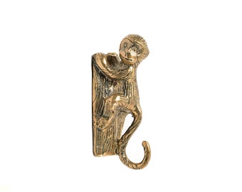Solid Brass Monkey Hook, Wall Decor, Cloth Hanger (3 Inch)