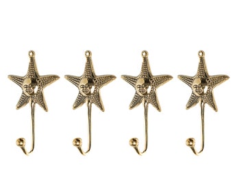 4 Pcs Starfish Hook 5 Inch / 12 cm, Bronze Hook, Room Decor, Wall Art, House Decor, Birthday Gift, Wedding Gift, Anniversary Gift, Bed Room