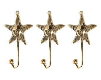 3 Pcs Starfish Hook 5 Inch / 12 cm, Bronze Hook, Room Decor, Wall Art, House Decor, Birthday Gift, Wedding Gift, Anniversary Gift, Bed Room