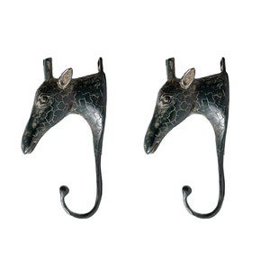 2 Pcs Giraffe Brass Hook 5 Inch / 12 cm, Giraffe Decor, Giraffe Bronze, Giraffe Figurine, Giraffe Statue, Room Decor, Wall Decor