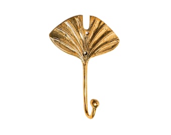 Solid Brass Leaf Hook, Home Decor, 6 Inch