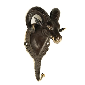 Goat Brass Hook, Bronze Hook, Animal Hook 7 Inch / 17 cm, Bronze Statue, Bronze Figurine, Brass Figurine, Home Decor, Room Decor