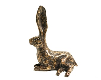 Rabbit Bronze Statue 7 Inch / 18 cm, Rabbit Figurine, Housewarming, Animal Bronze, Home Decor, Room Decor, Gift Idea, Table Top