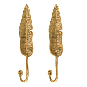 2 Pcs Banana Leaf Hook 7.5 Inch / 19 cm, Leaf Bronze, Hook Bronze, Wall Art, Living Room, House Decor, Room Decor, Birthday Gift, Gift Idea
