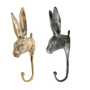 2 Pcs Rabbit Hook, Animal Hook, Wall Hook, Gold Hook, Kids Room Accessories, Bronze Hook, Gold Rabbit, Nursery Hook, Gift for Her