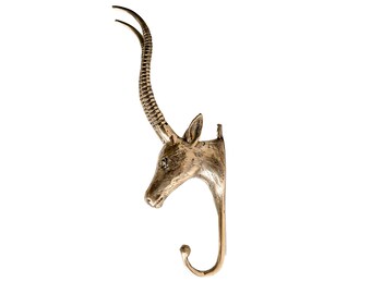 Crochet tête de cerf en laiton massif, décoration murale rustique (8,5 pouces)