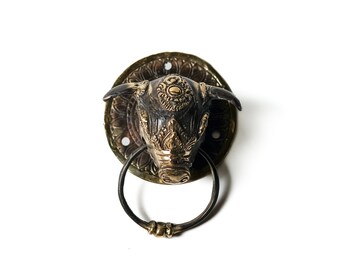 Campana de pared de bronce con forma de cerdo, decoración para puerta, 3 pulgadas