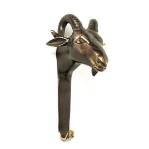 Goat Brass Hook 6.5 Inch / 16 cm, Bronze Hook, Animal Hook, Bronze Statue, Bronze Figurine, Brass Figurine, Home Decor, Room Decor
