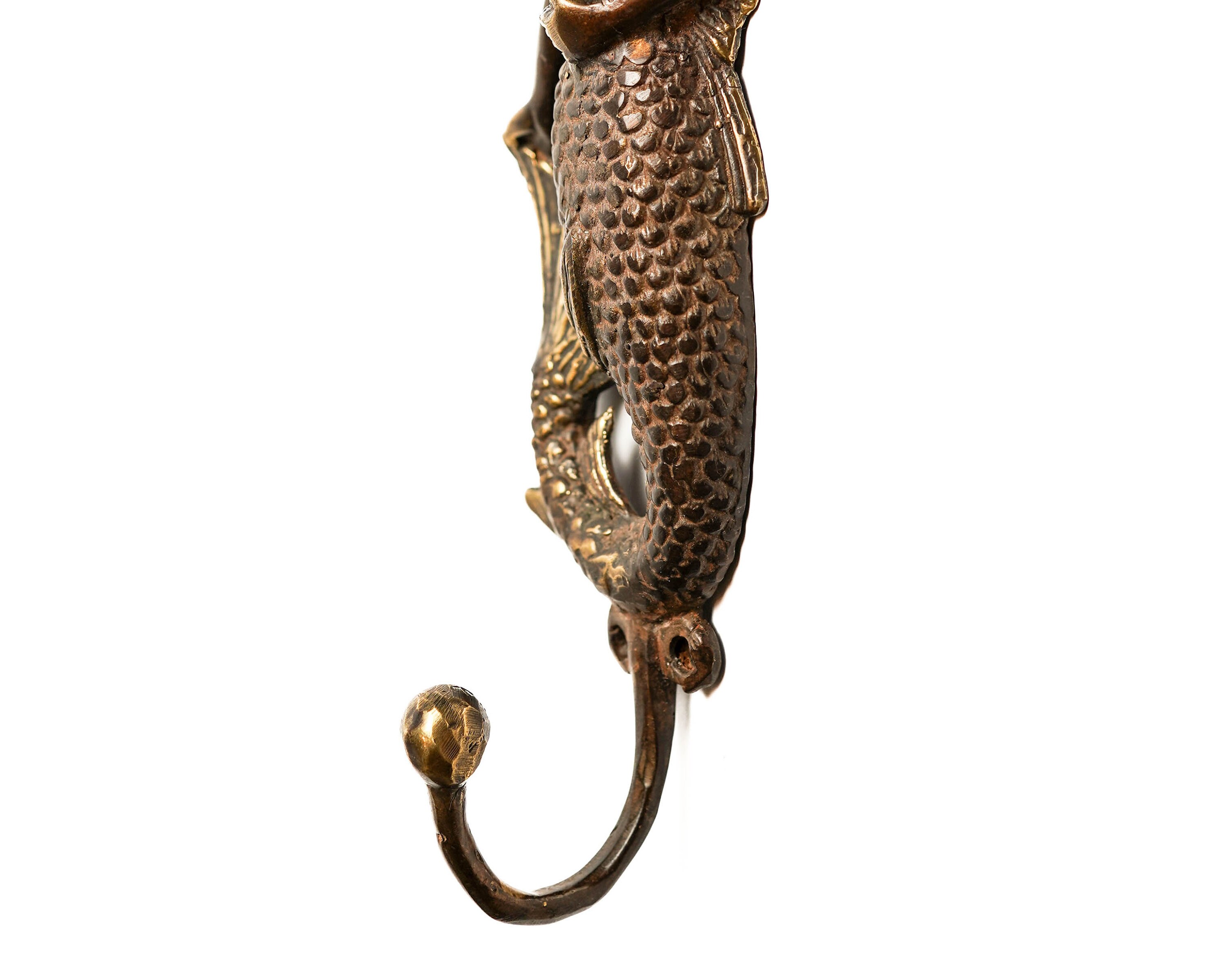 Ganci - Sirena Gancio da Parete IN Ottone Antico 7 X 14 CM Sea-Club