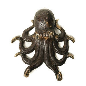Octopus Bronze  Hook 5.5 Inch / 14 cm, Octopus Hook, Holiday Decor, Gift for Kid, Gift for Father, Cloth Hanger, Birthday Gift, Holiday Gift