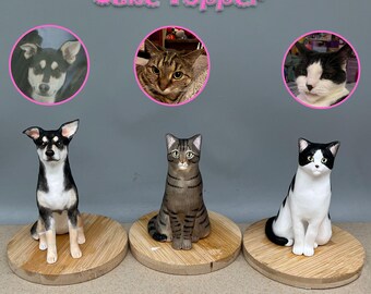 Topo de bolo personalizado com tema de gato, topo de bolo de casamento com tema de gato, topo de bolo de cachorro em miniatura, topo de bolo para aniversário de animais de estimação, topo de bolo para animais de estimação, aniversário de gatos, gato de pelo comprido
