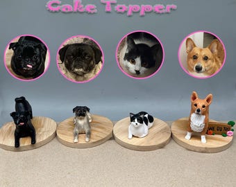 Topo de bolo personalizado para casamento com cachorro, topo de bolo para animais de estimação, aniversário de animais de estimação, topo de bolo para gato, aniversário de animais de estimação, estatuetas de cachorro, aniversário de cachorro