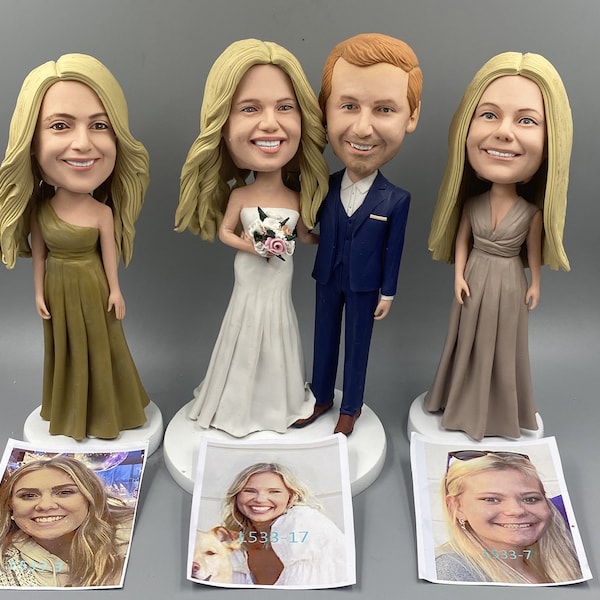 Personalized Custom Bobblehead， Cake Topper ,Unique Gift， Wedding Cake Topper,Bridesmaid and Groomsman Bobblehead，Birthday bobblehead