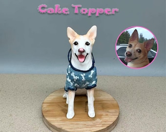 Topo de bolo personalizado para cachorro, topo de bolo de casamento, aniversário de animais de estimação, topo de bolo em miniatura para gato, aniversário de animais de estimação, topo de bolo para animais de estimação, aniversário de cachorros