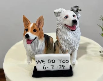 Personalized custom dog wedding cake topper , pet cake topper，Pets Birthday，cat cake topper , Anniversary pet，dog Figurines，Dogs birthday